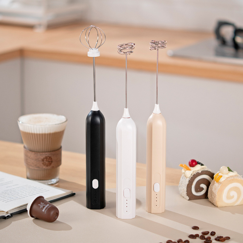 Hand Mixer Electric - 電動フォームメーカー ワイヤレス 3段階速度 コーヒーメーカー ミキサー 充電式