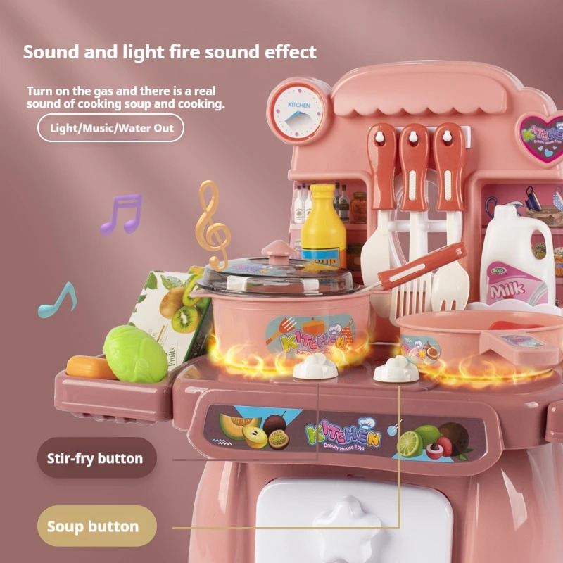 Kitchen Appliances Toys - ライトとサウンド付きの模擬キッチンプレイセット、子供向けリアルなクッキングゲームおもちゃ、幼児向けインタラクティブ教育プレイセット