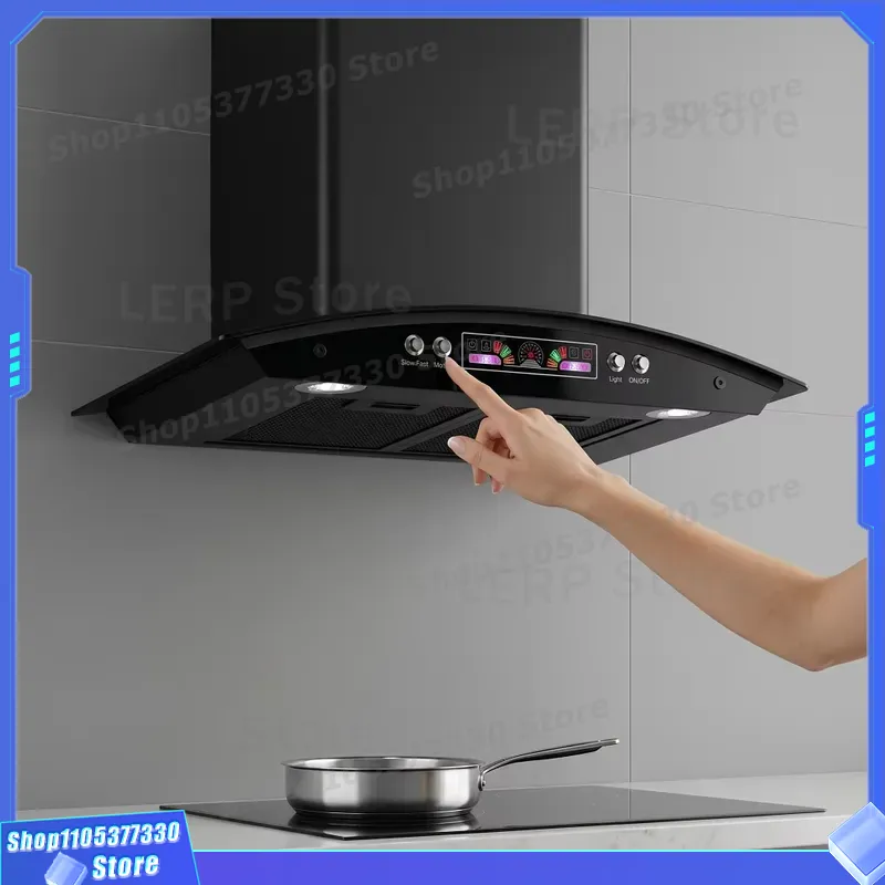 Kitchen Appliances Ventilation System - 大型吸排気カーブガラス壁掛けキッチンレンジフード家庭用調理換気システム