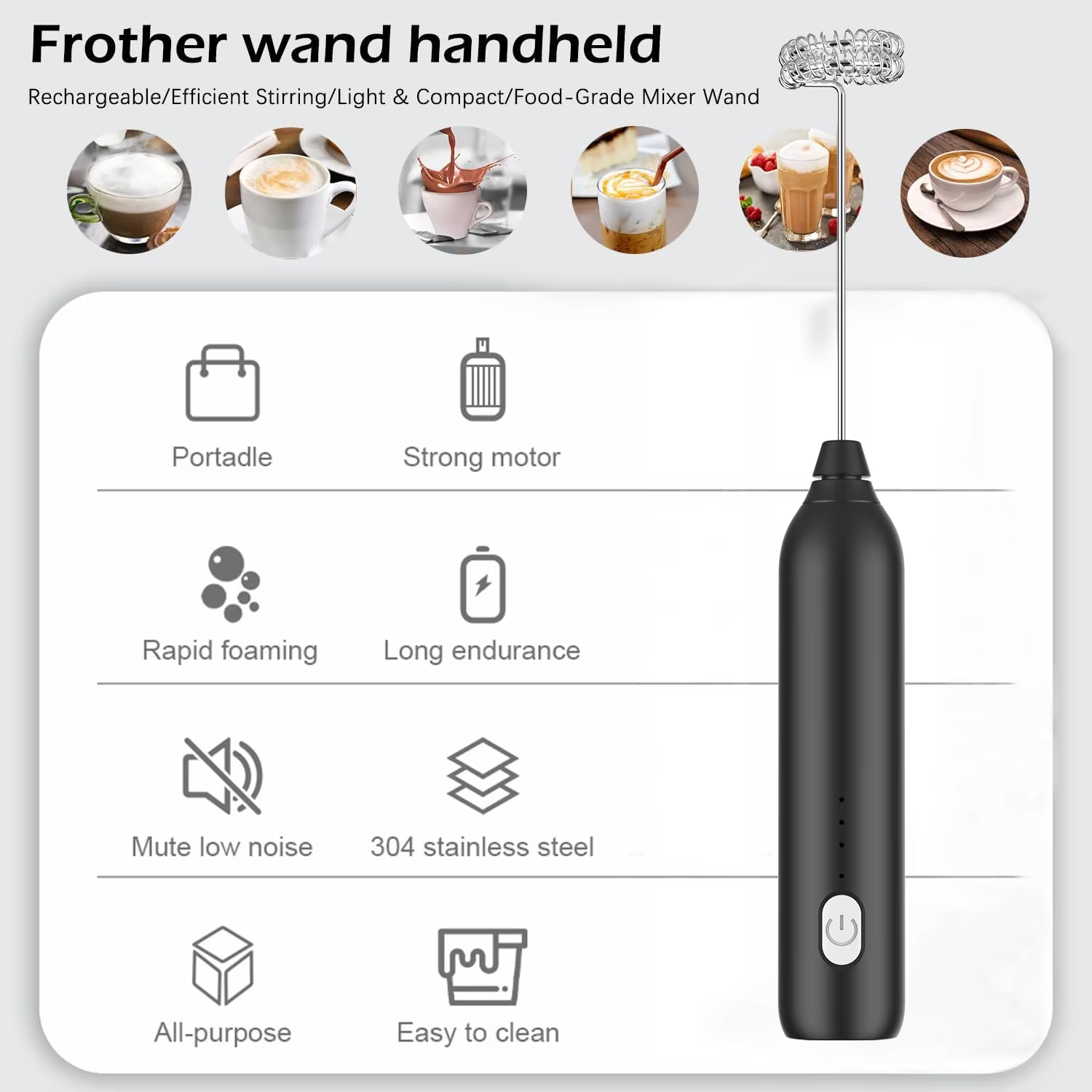 電動フォームメーカー ワイヤレス 3段階速度 コーヒーメーカ - Hand Mixer Electric のレビューと価格