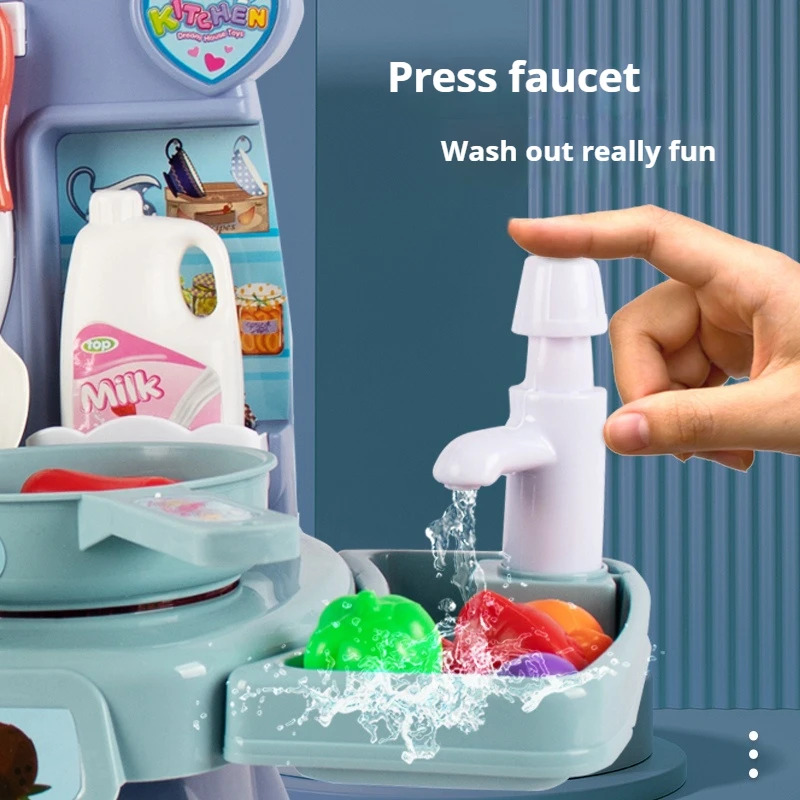 ライトとサウンド付きの模擬キッチンプレイセット、子供向けリア - Kitchen Appliances Toys のレビューと価格