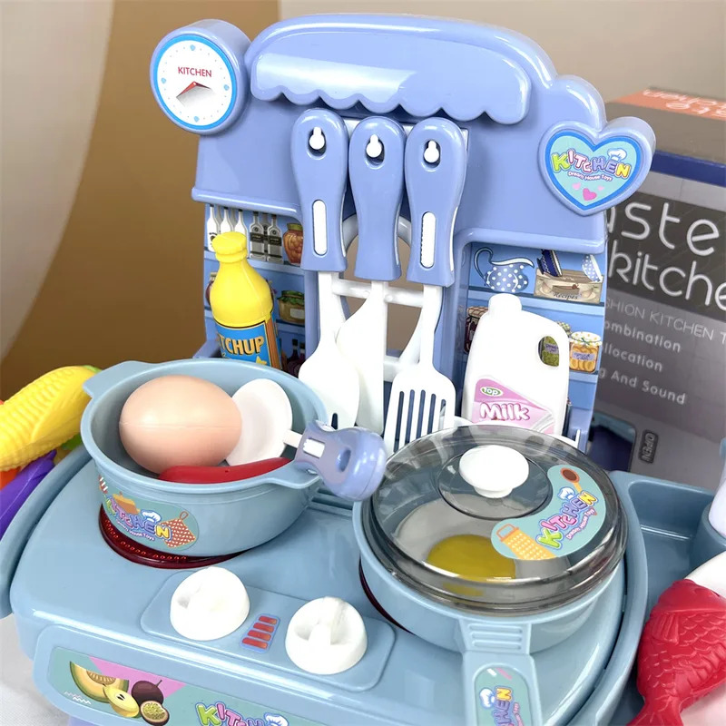ライトとサウンド付きの模擬キッチンプレイセット、子供向けリア - Kitchen Appliances Toys のレビューと価格