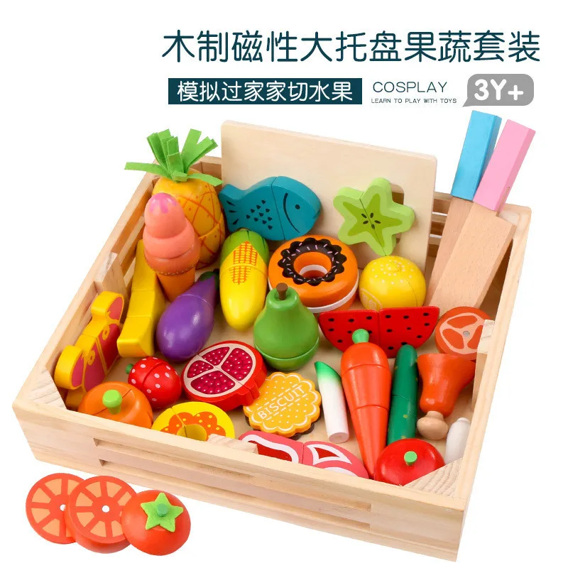 DIY かわいい木製切断果物野菜ごっこ遊びおもちゃセットキッ - Kitchen Appliances Toys のレビューと価格