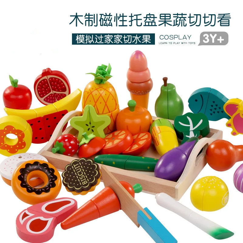 DIY かわいい木製切断果物野菜ごっこ遊びおもちゃセットキッ - Kitchen Appliances Toys のレビューと価格
