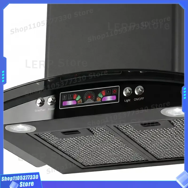大型吸排気カーブガラス壁掛けキッチンレンジフード家庭用調理換 - Kitchen Appliances Ventilation System のレビューと価格